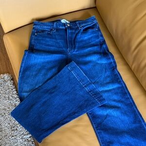 PAIGE Leenah Wide-Leg Jeans in Deep Blue Denim